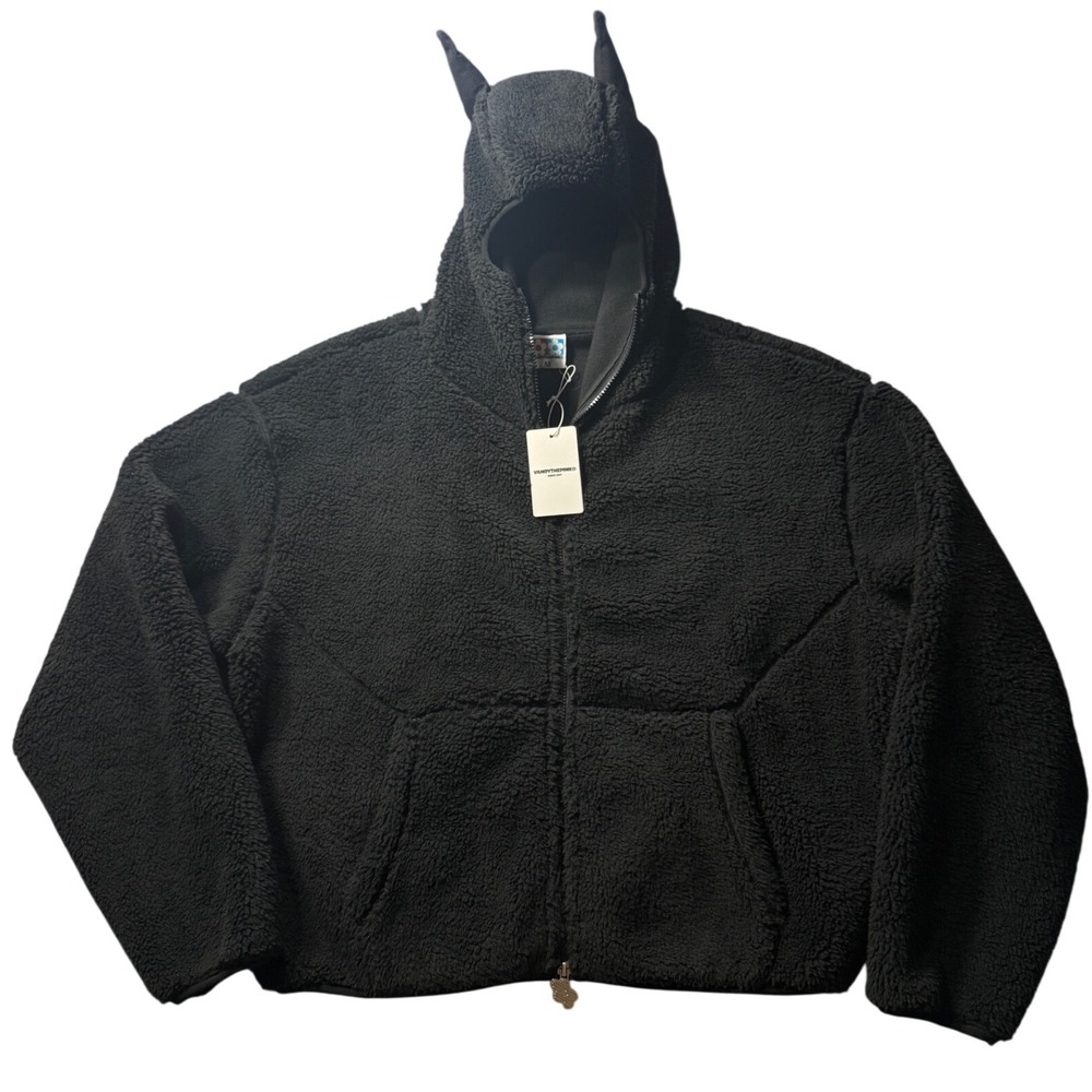Vandy The Pink Black Sherpa Fleece Ear Hoodie Jacket Size M Full Zip NWT SKU110